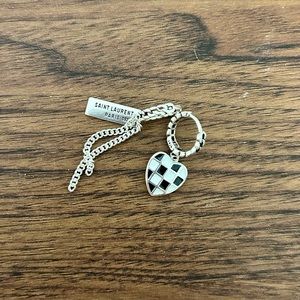 St Laurent Silver Charm Hoop Earrings